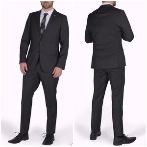 New Cricketeer Dallas Slim Fit Wool Blend Suit Charcoal Gray Business Sz 46R